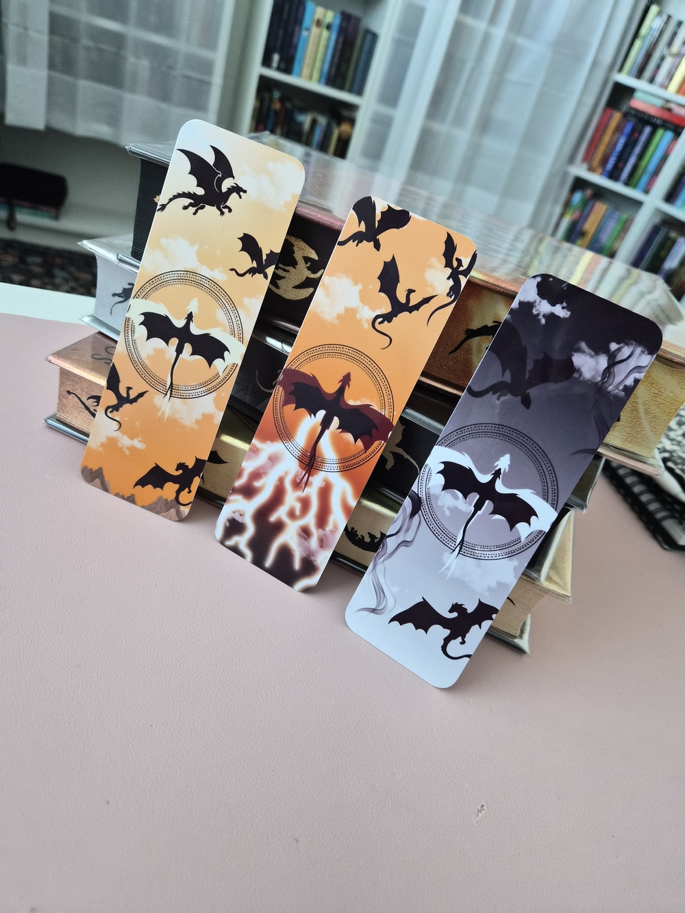 Dragon Double Sided Bookmarks - Set of 3 (Orange, Yellow, Gray, Black)